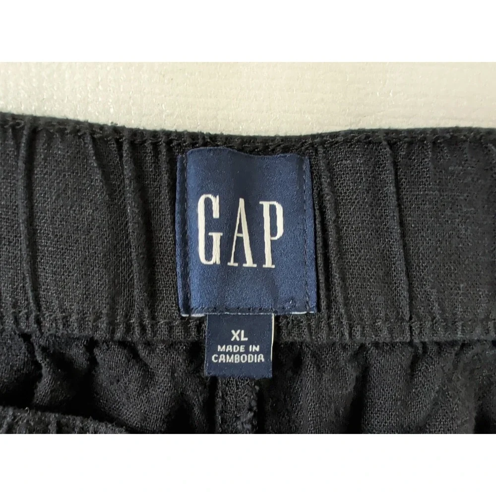 Gap Wide Leg Pants Womens XL‎ Black Linen Blend Pull On Business Casual Beach
